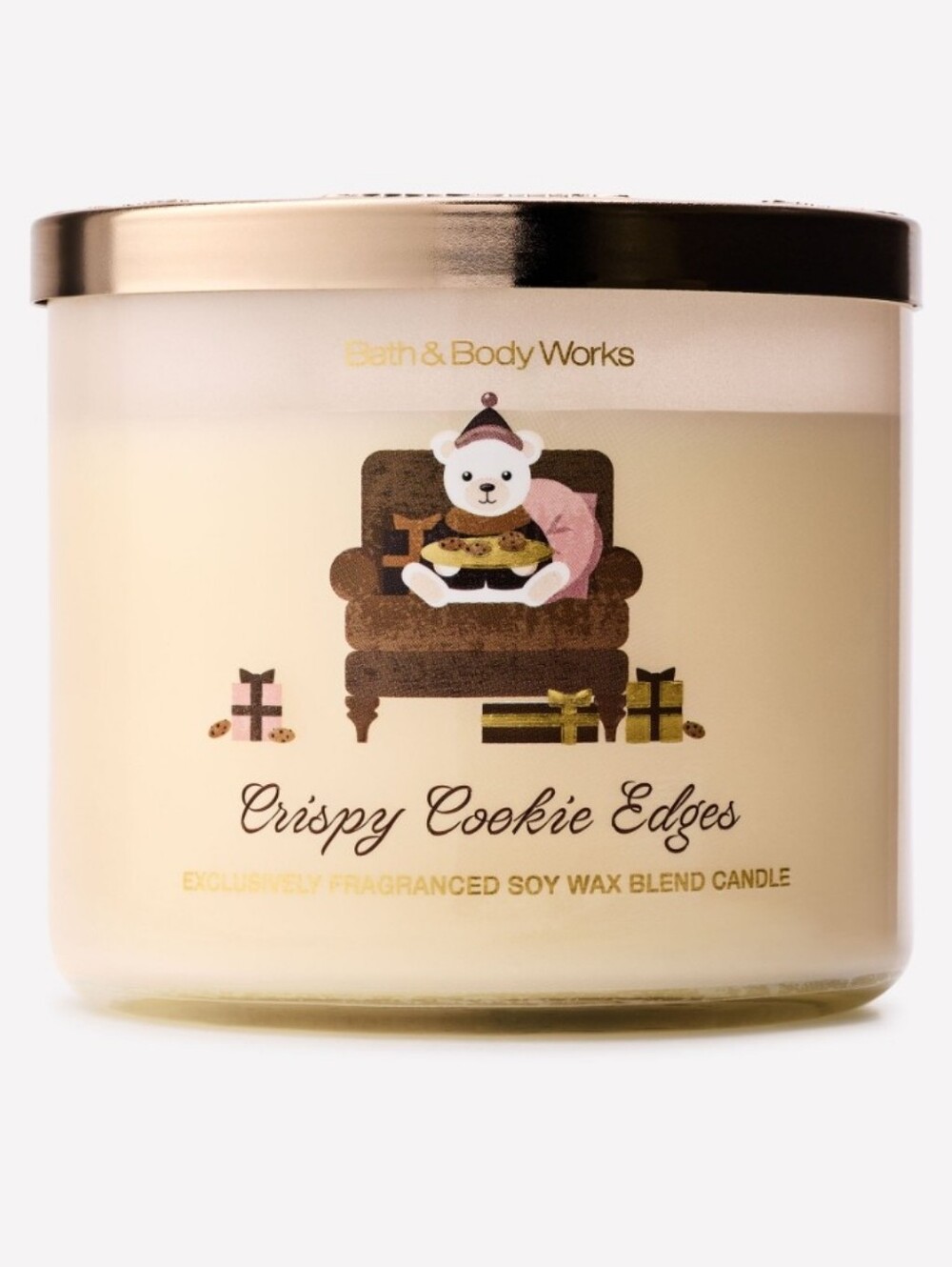 Bath & Body Works Crispy Cookie Edges Candle - Cream & Gold